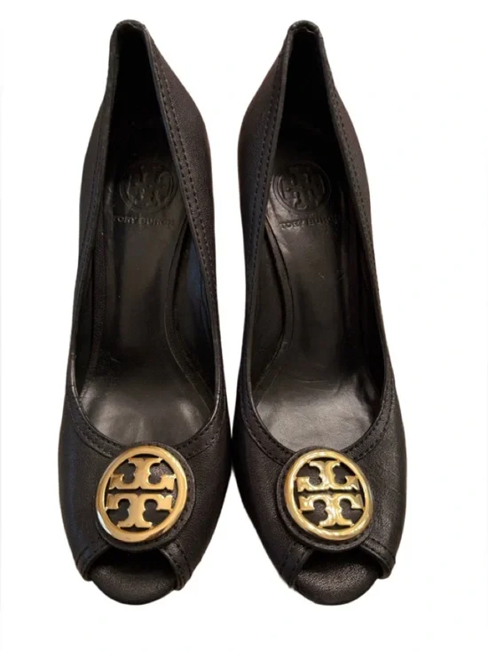 TORY BURCH PEEP-TOE SALLY WEDGES - Picture 2 of 7